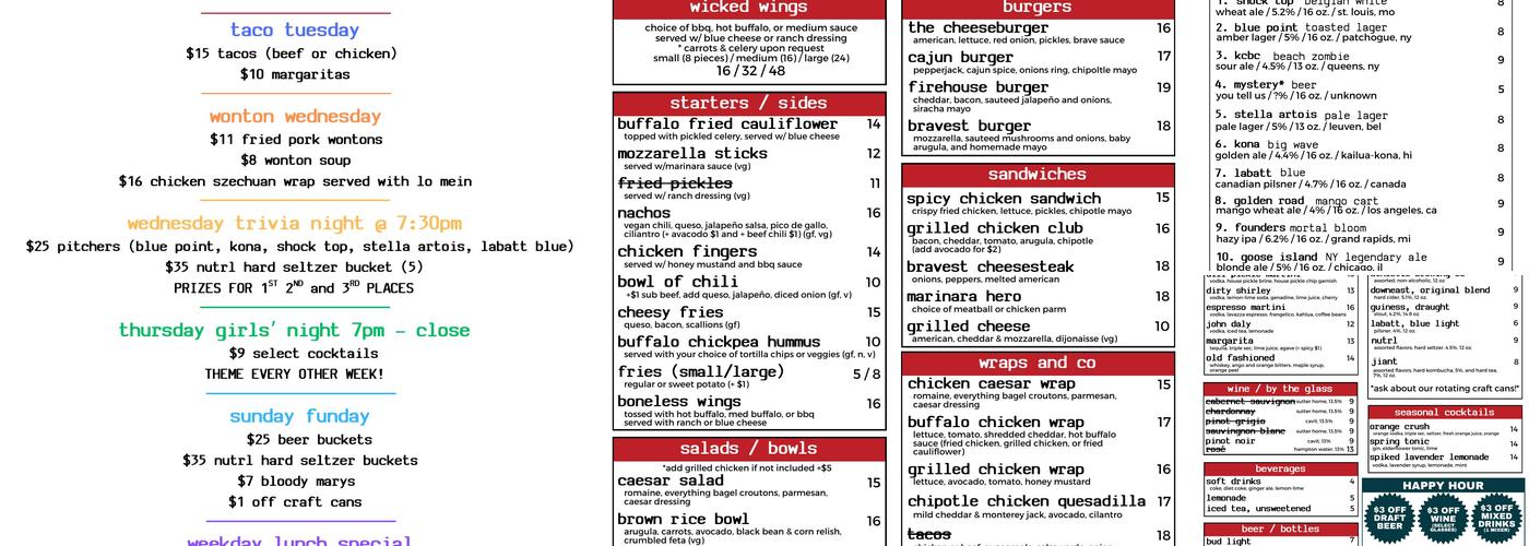 Bravest Menu