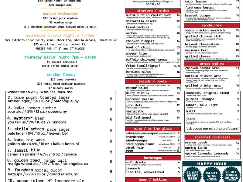Bravest Menu