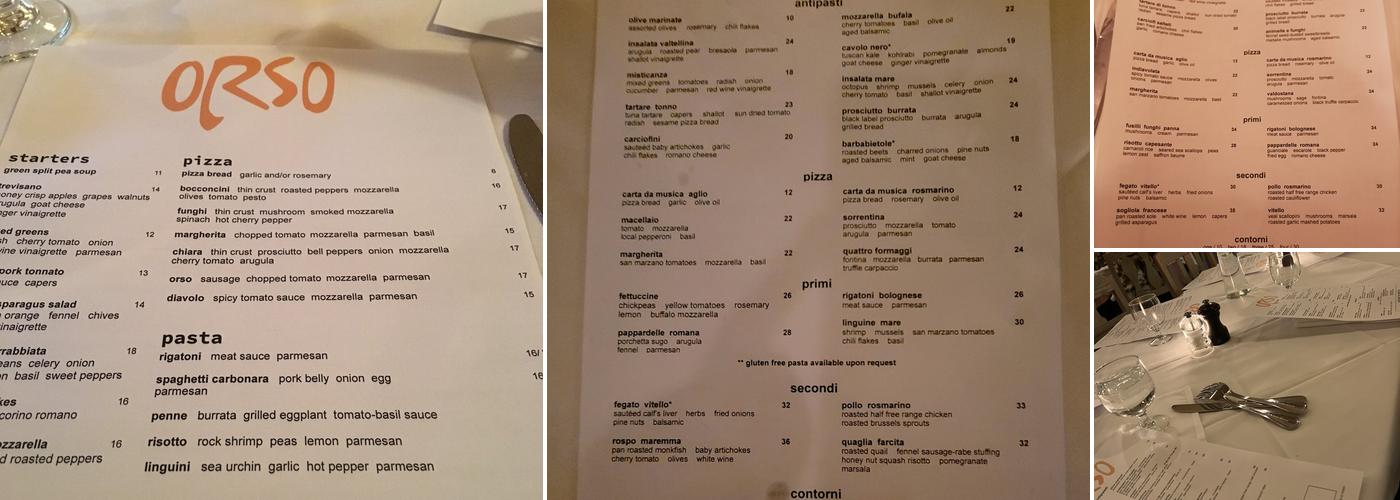 Orso Menu