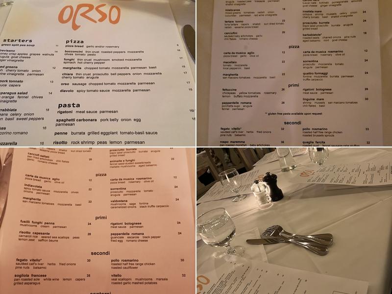 Orso Menu