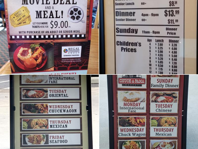 Chuck-A-Rama Buffet Menu