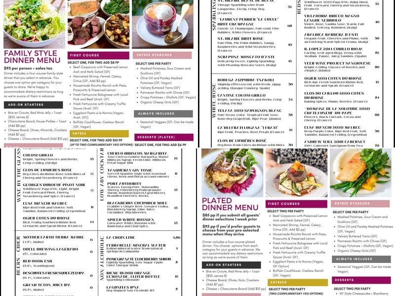 Wild Plum Events Menu