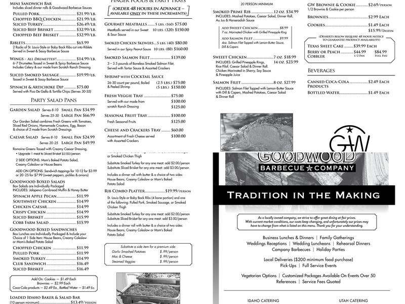 Goodwood Barbeque Co Menu