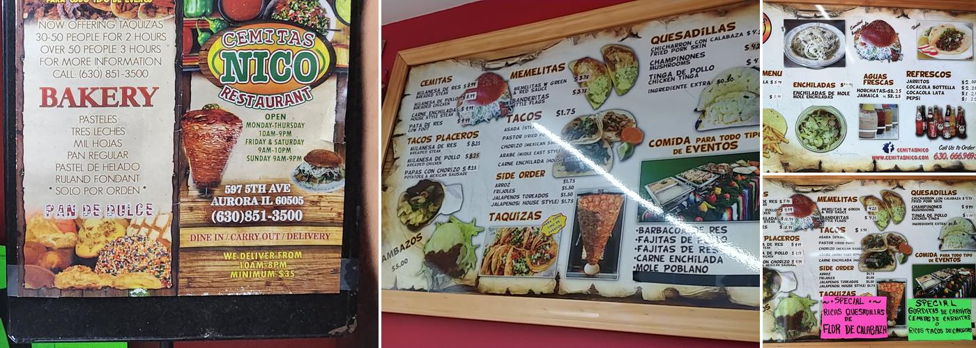 Cemitas Nico Menu