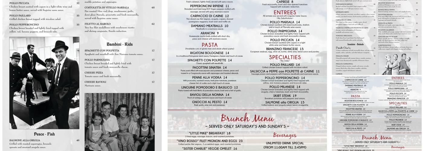 Frank & Dino's Menu