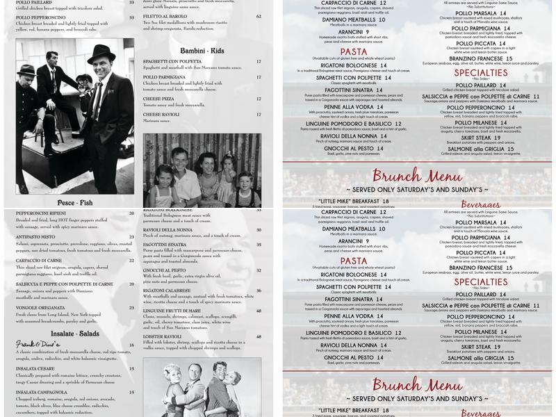 Frank & Dino's Menu