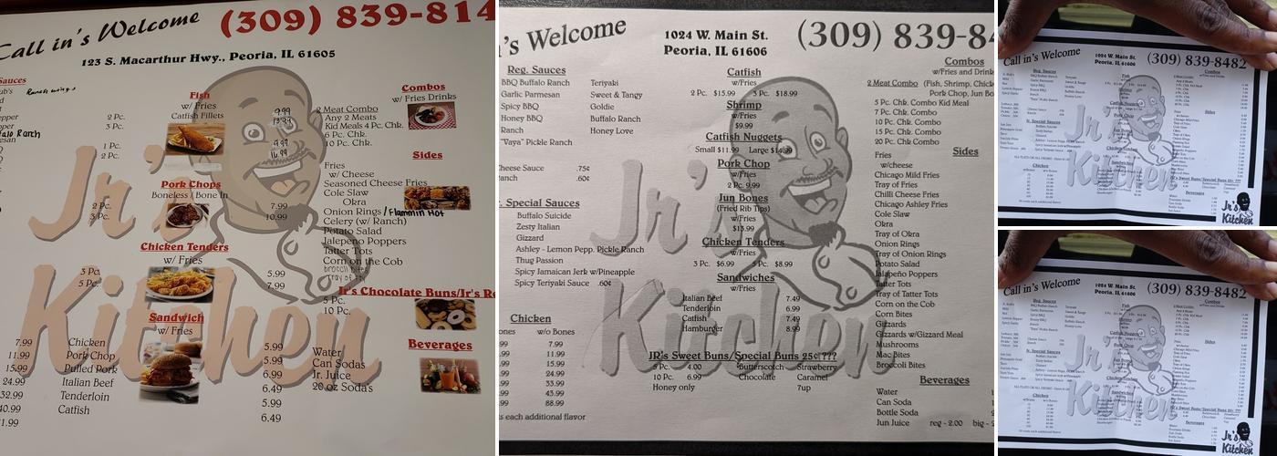 Jr’s Kitchen Menu