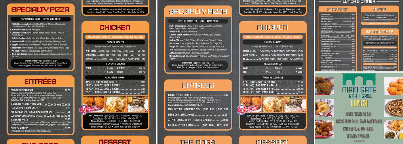 Main Gate Bar & Grill Menu