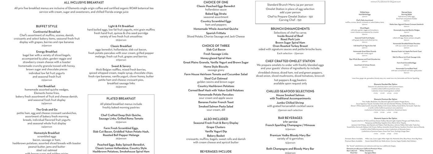 Elements at Water Street Menu