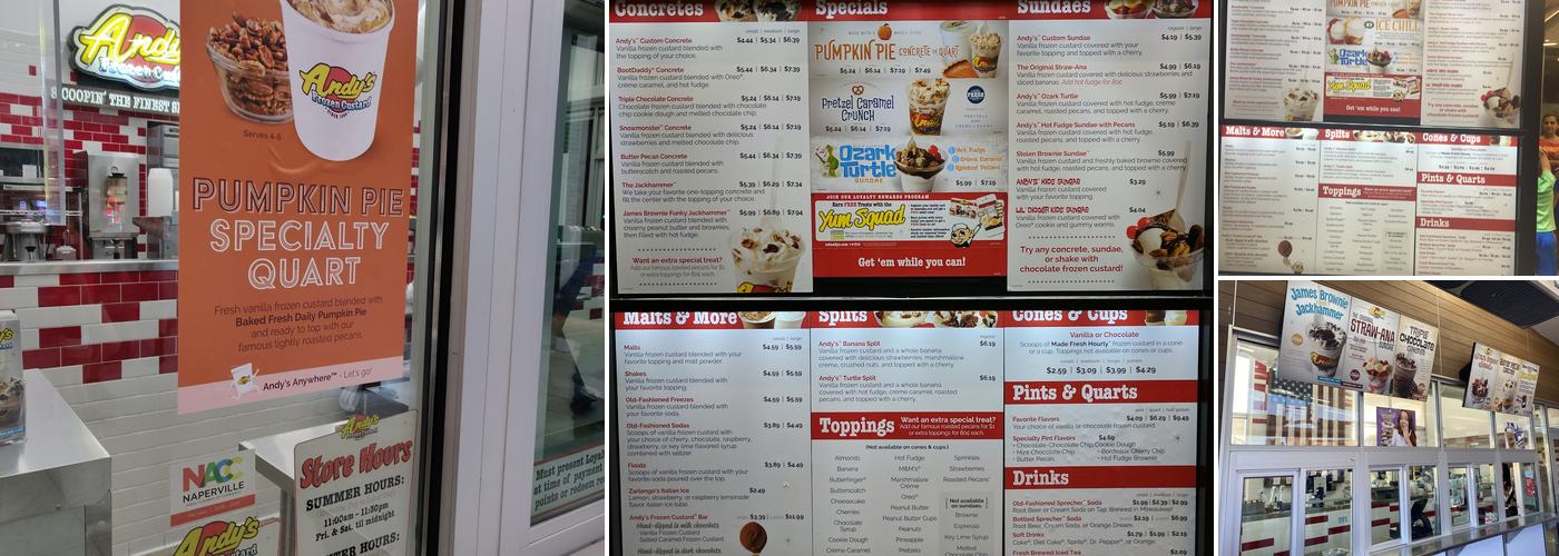 Andy's Frozen Custard Menu