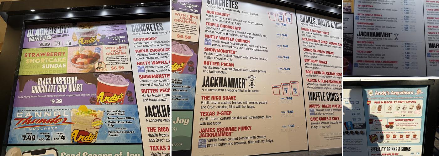 Andy's Frozen Custard Menu