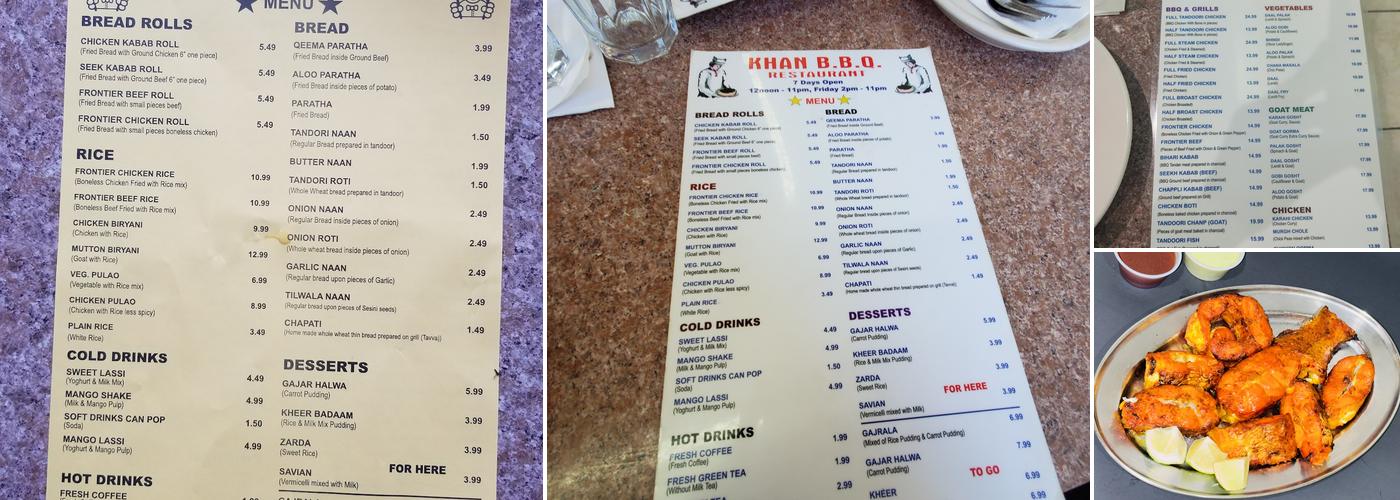 Khan Barbeque Restaurant Menu