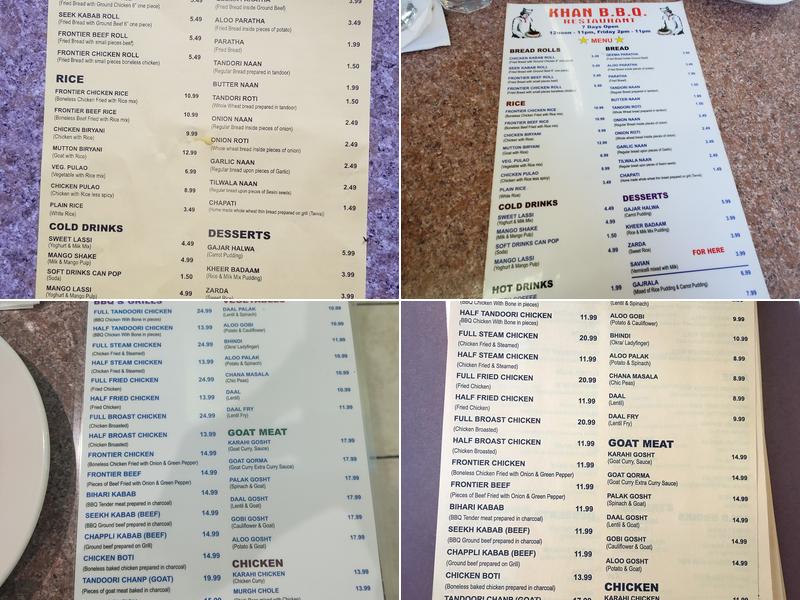 Khan Barbeque Restaurant Menu