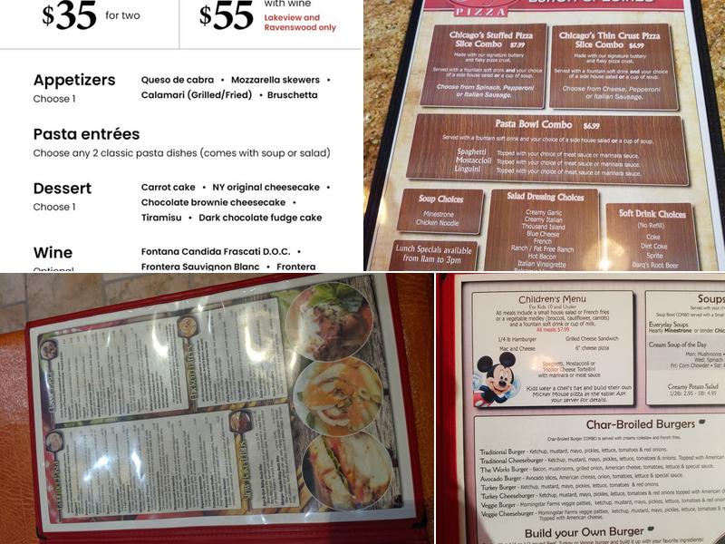 Chicago's Pizza Menu