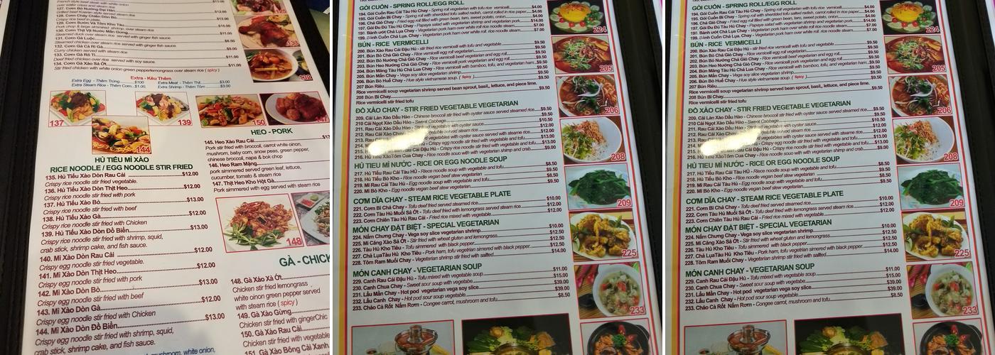 Phở Xe Lửa Menu
