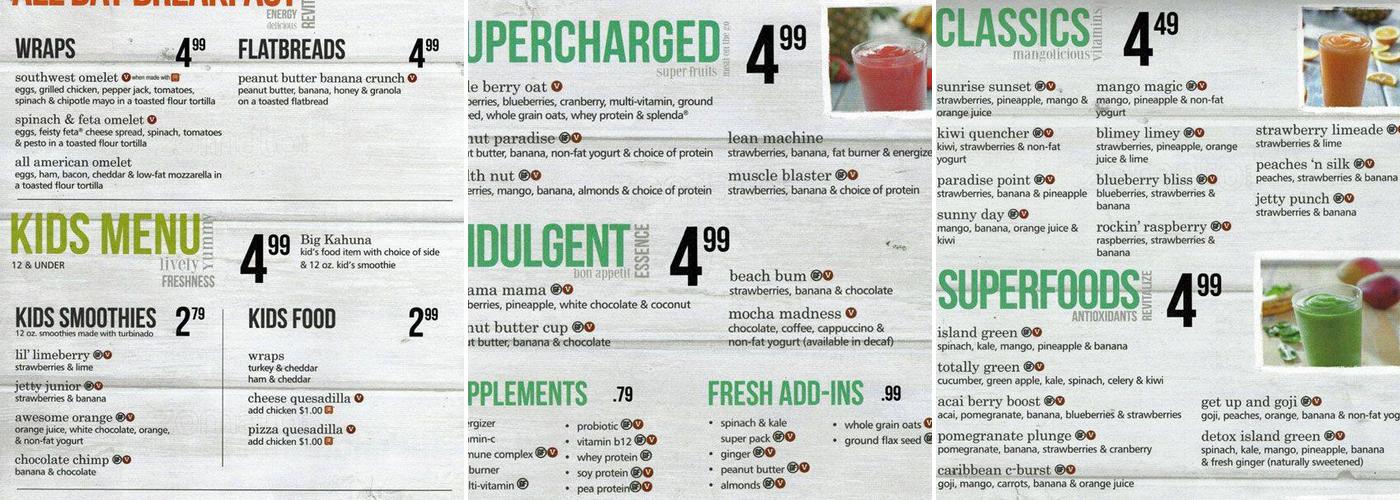 Tropical Smoothie Café Menu