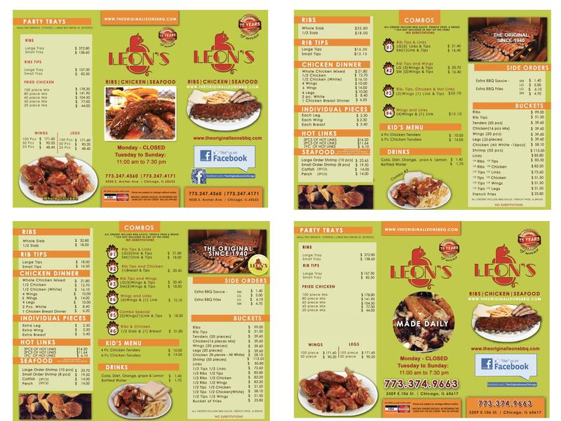 Leon's Barbecue Menu