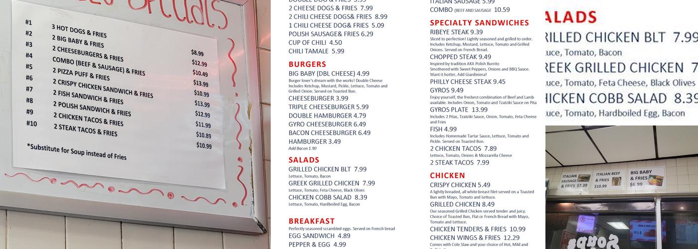 Nicky's Hot Dogs Menu