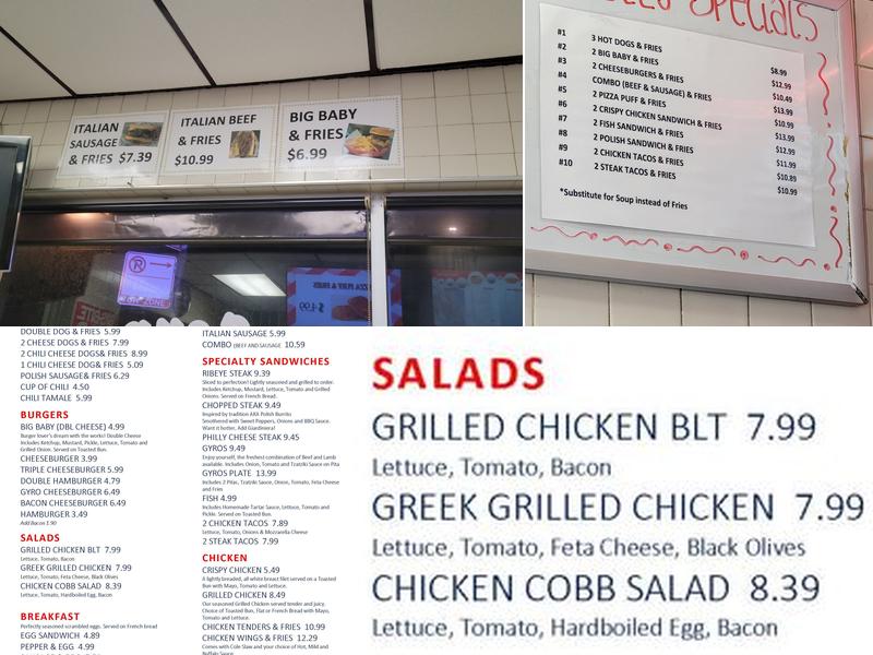 Nicky's Hot Dogs Menu