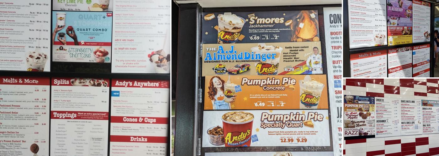 Andy's Frozen Custard Menu