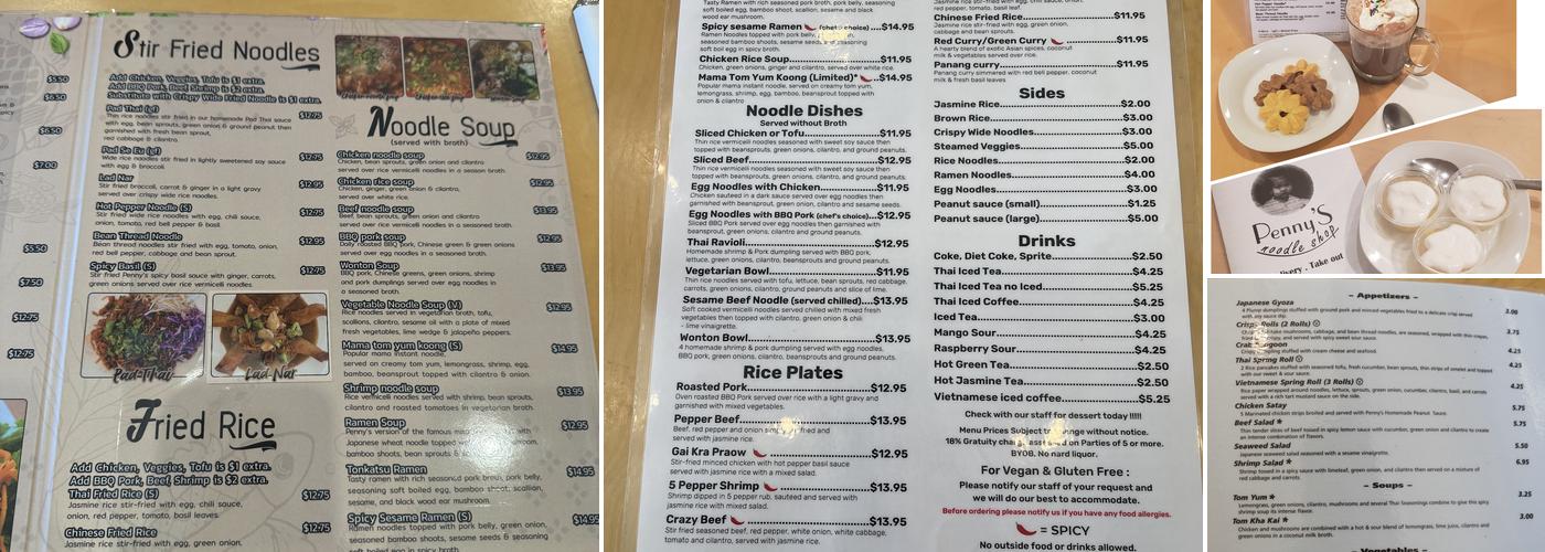 PENNY'S NOODLE SHOP Menu