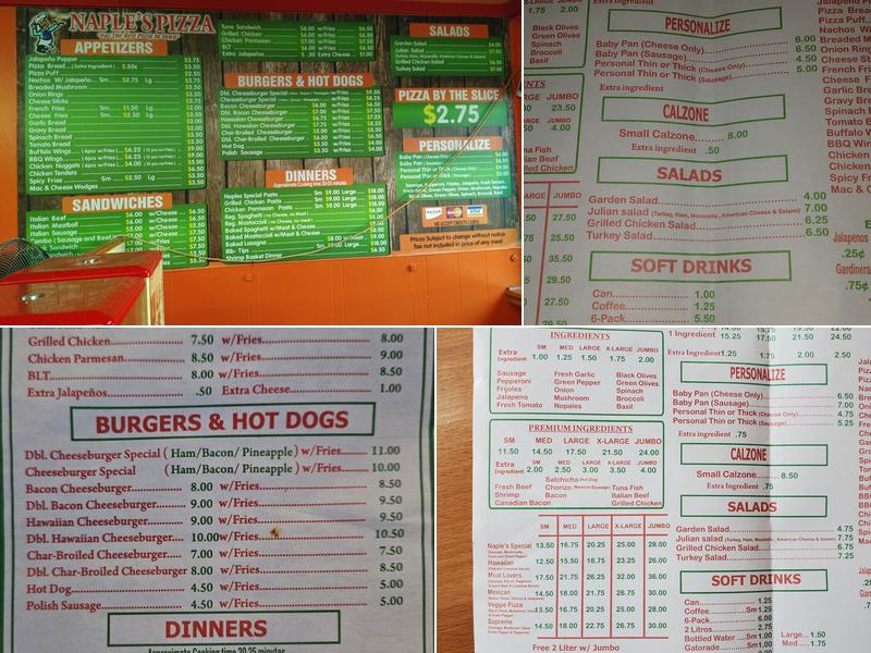 Naples Pizza Menu