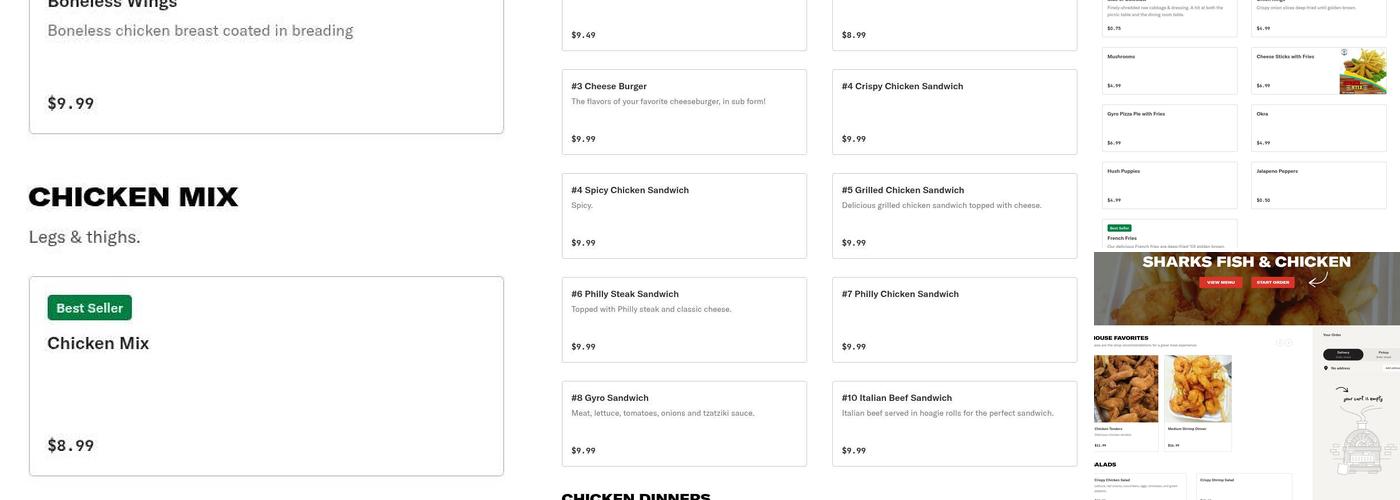 Sharks Fish & Chicken Menu