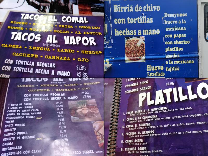 Birriería y Taquería El Arandas Menu