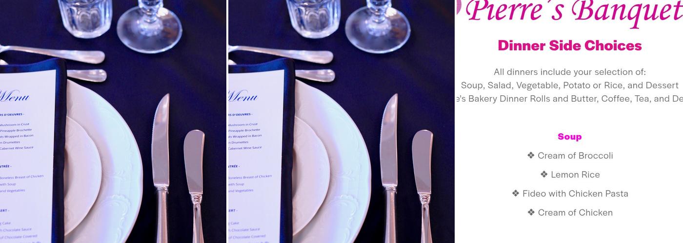 Pierre's Banquet Menu