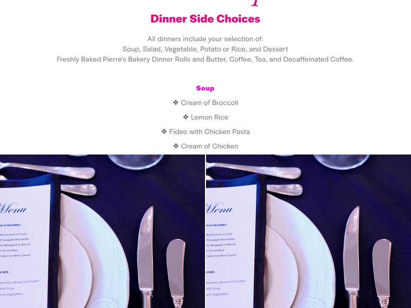 Pierre's Banquet Menu