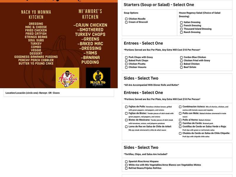 Palace Regency Hall Berwyn Menu