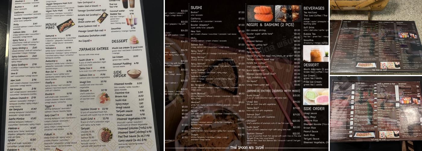 Thai Spoon and Sushi Menu