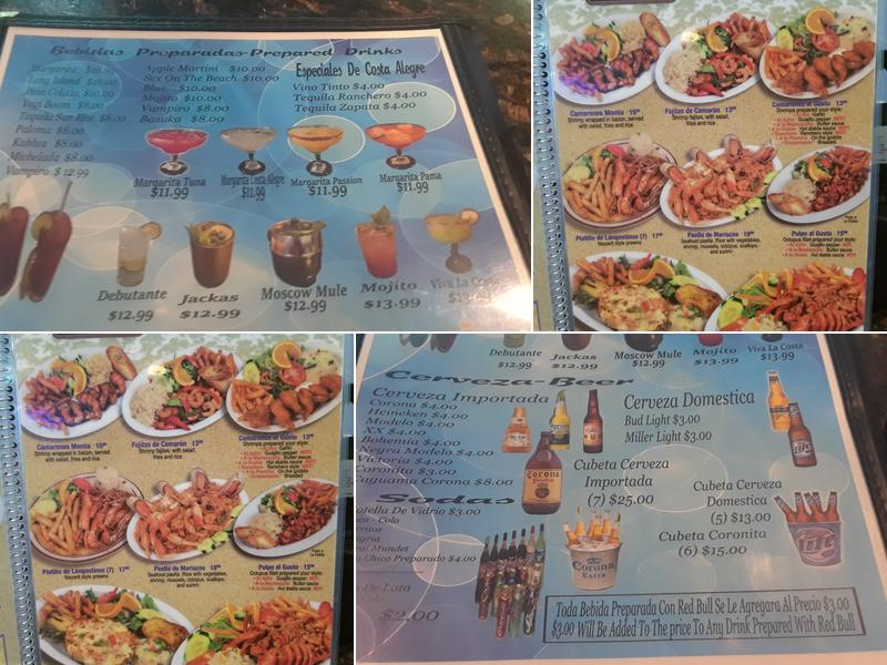 Costa Alegre Restaurant Menu
