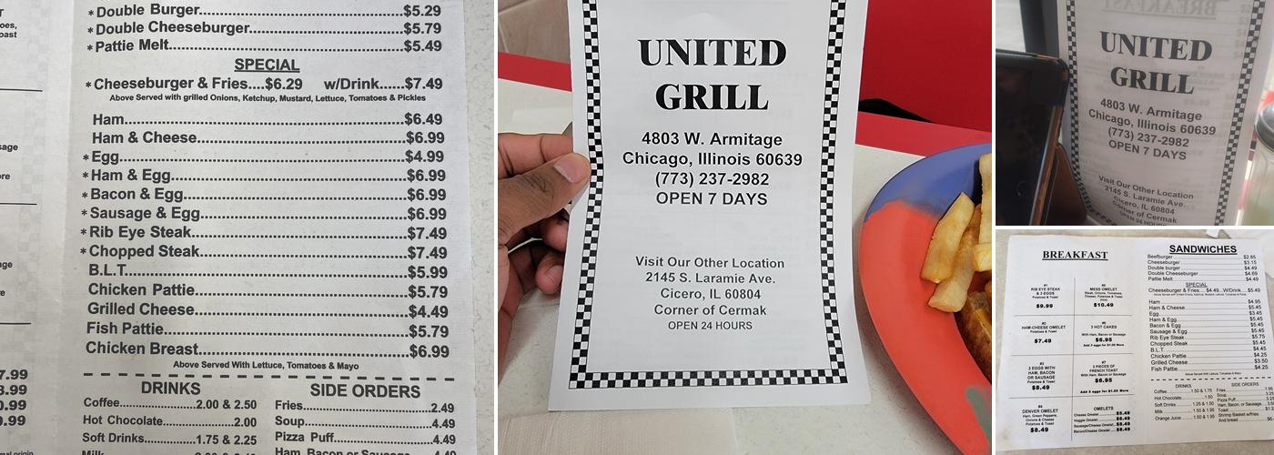 United Grill Menu