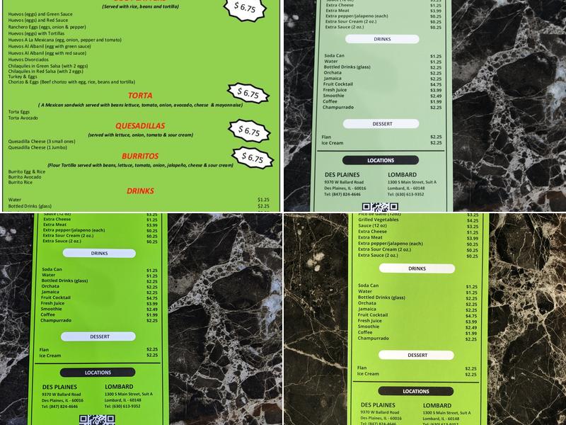 Taqueria Los Sombreros Menu