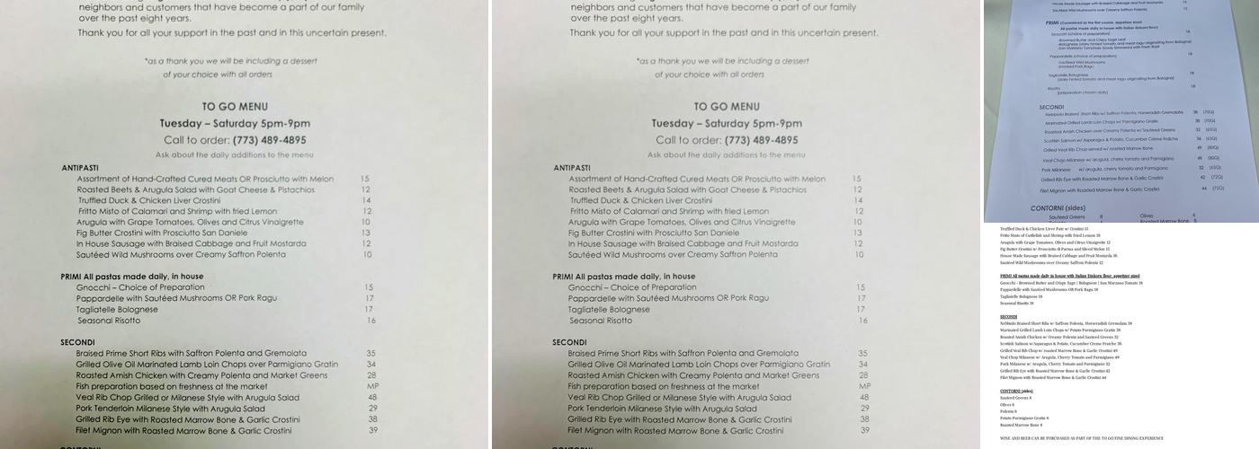 Antico Menu