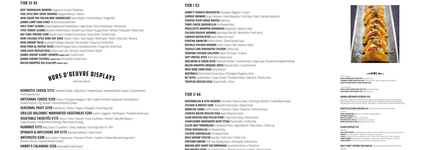 Harry Caray's 7th Inning Stretch Menu