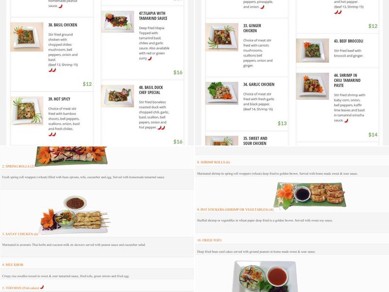 Nine Thai Cuisine Menu