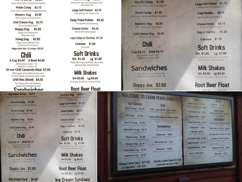 Cabin Fever Coney's Menu