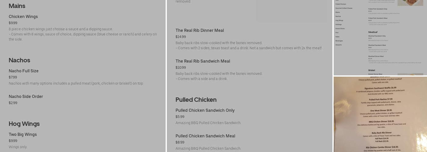 Master's Hand BBQ Menu