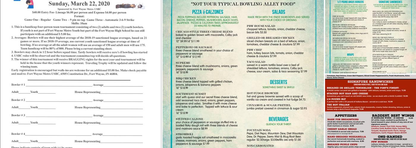 Pro Bowl West Menu