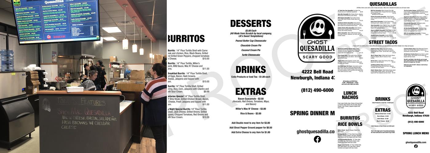 Ghost Quesadilla Menu