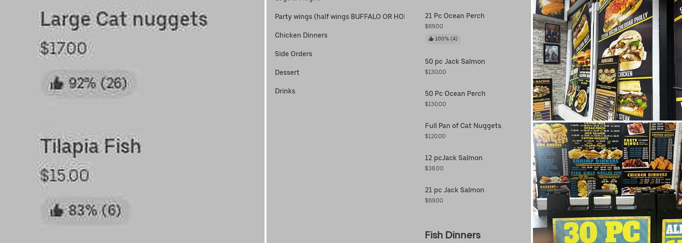 Sharks fish and chicken Menu