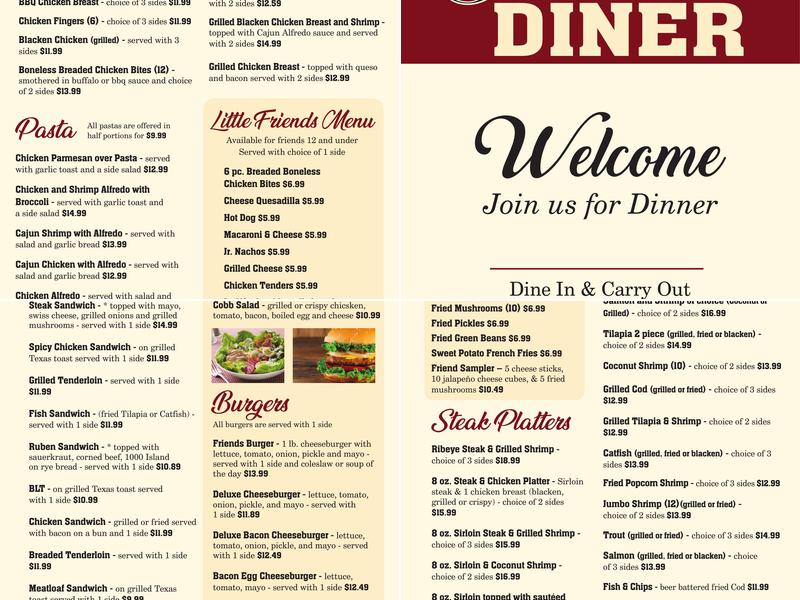 Friend's Diner Menu