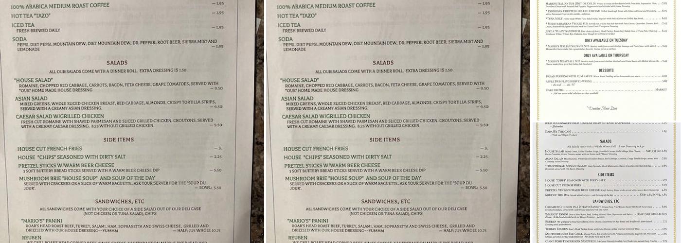 Mario's by Lynda LLC Menu