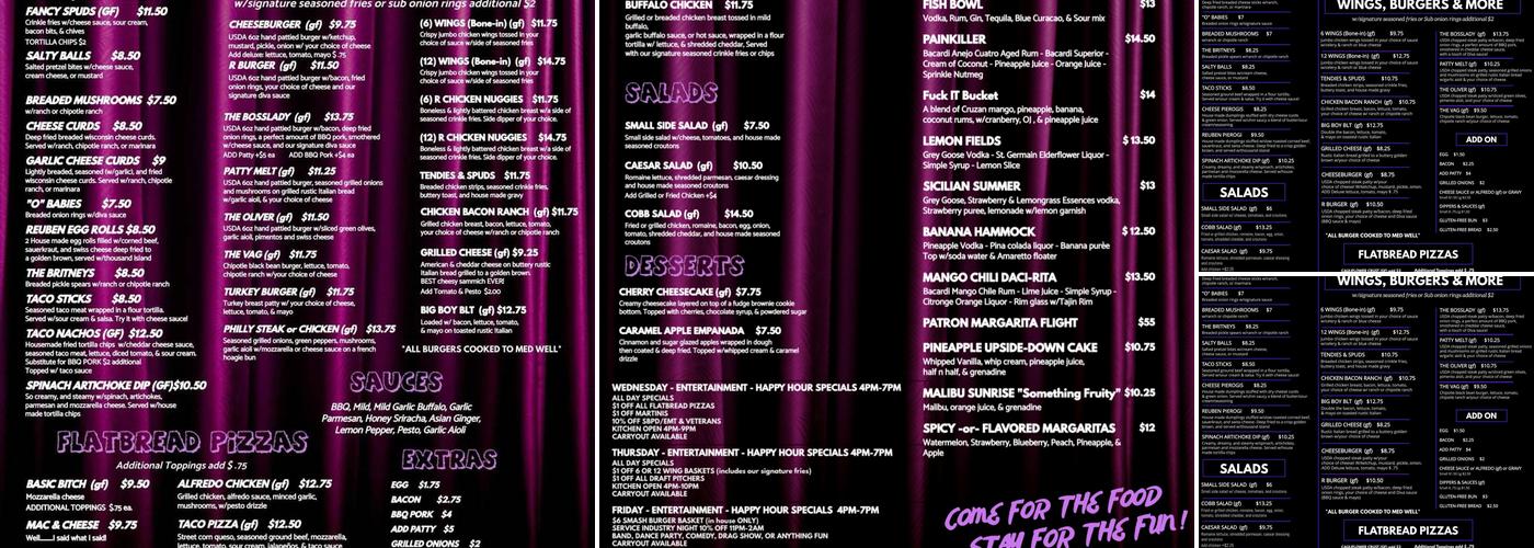 R Bar Menu