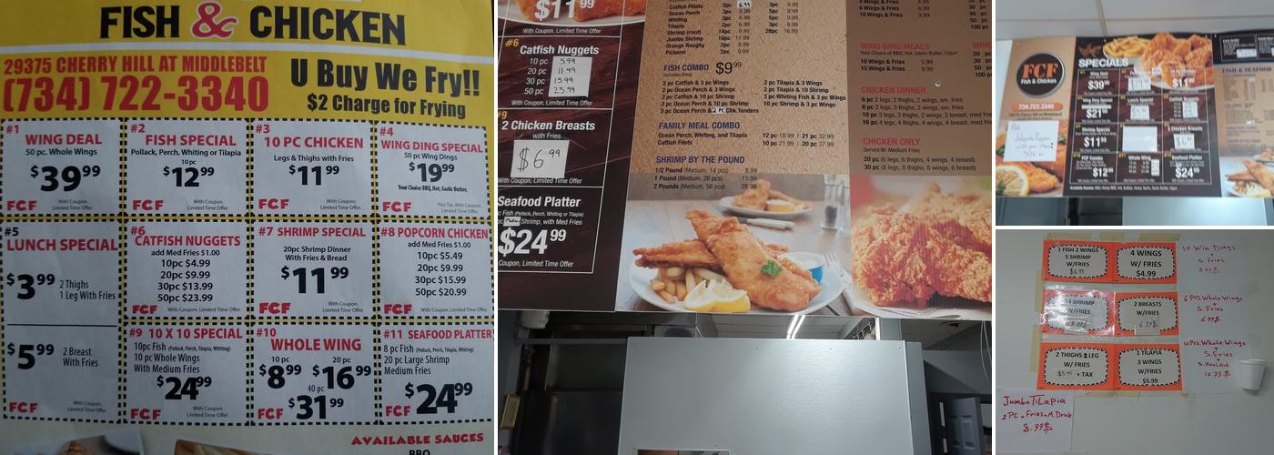 F C F Fish & Chicken Menu