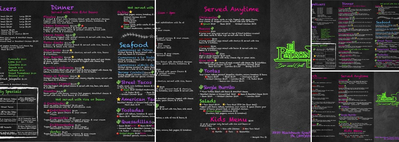 El Patron Express Menu