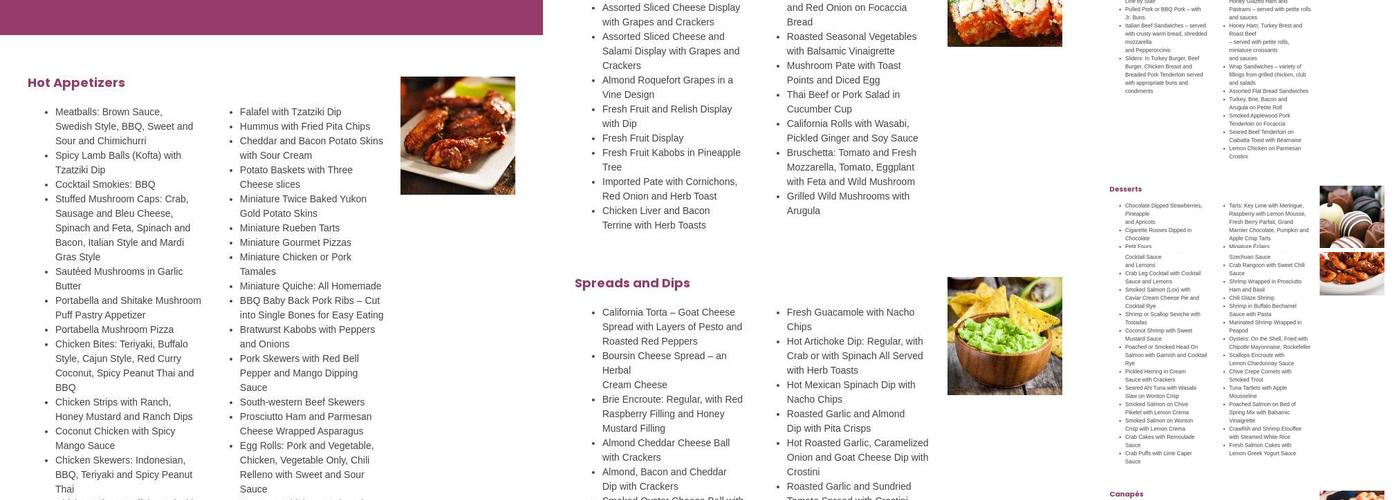 Winifred's Catering Menu