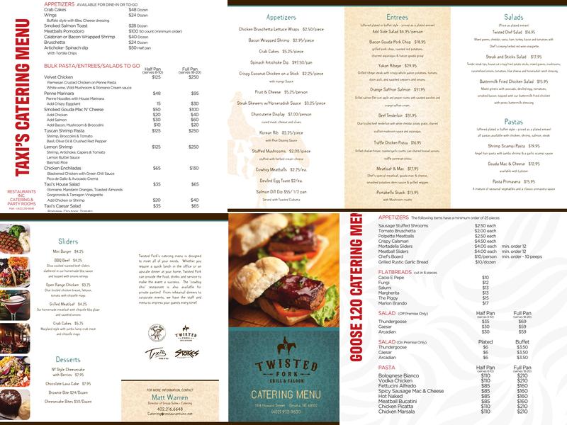 Restaurants Inc. Catering Menu
